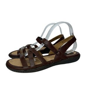 BORN faux leather Brown Strappy Sandals with Adjustable Ankle Strap 11